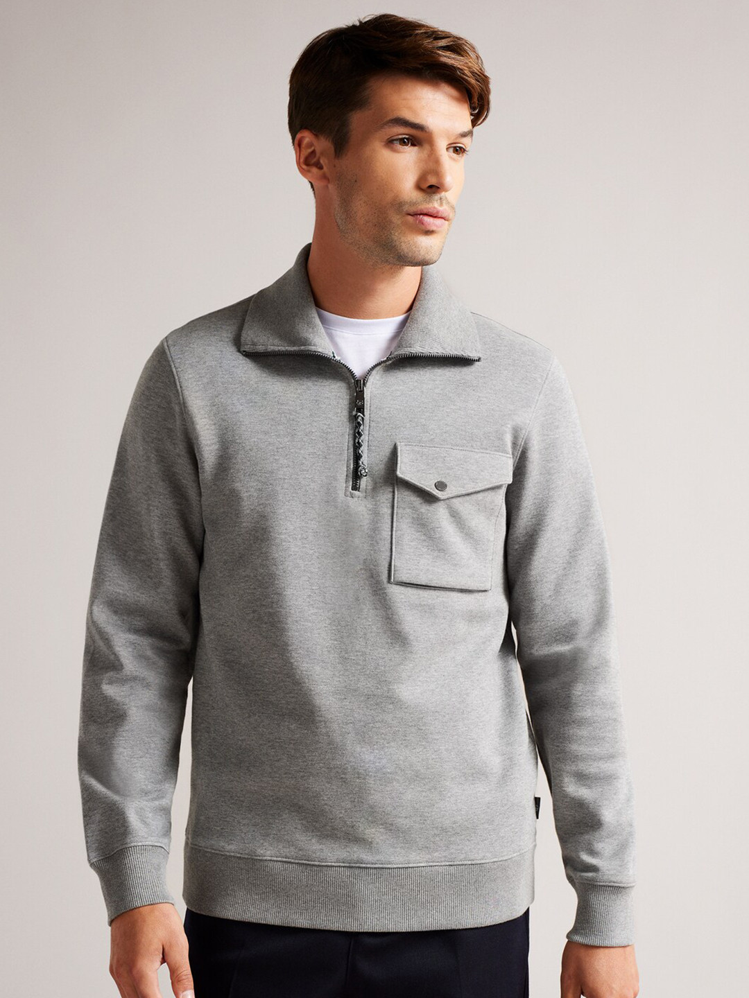 

Ted Baker Men Long Sleeves Cotton Pullover, Grey