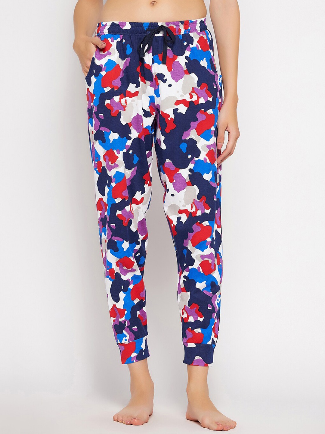 

Clovia Women Camouflage Printed Pure Cotton Jogger, Blue