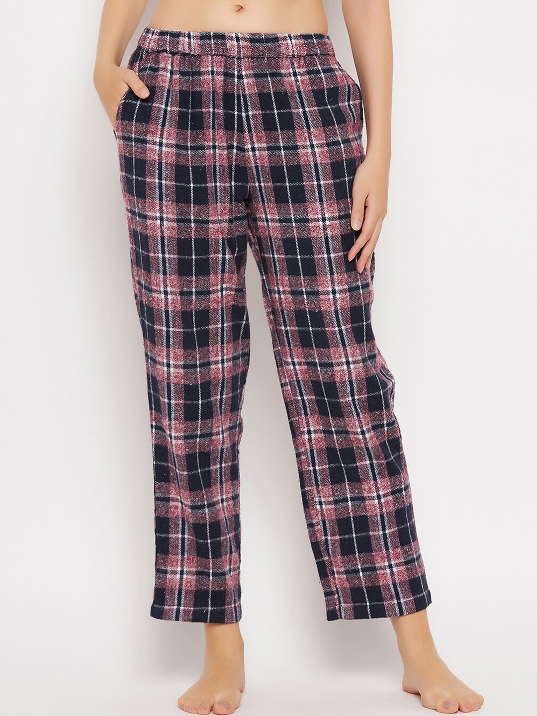

Clovia Women Checked Lounge Pants, Blue