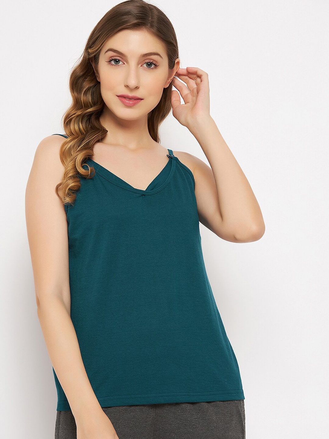 

Clovia Pure Cotton Feeding Camisoles, Teal