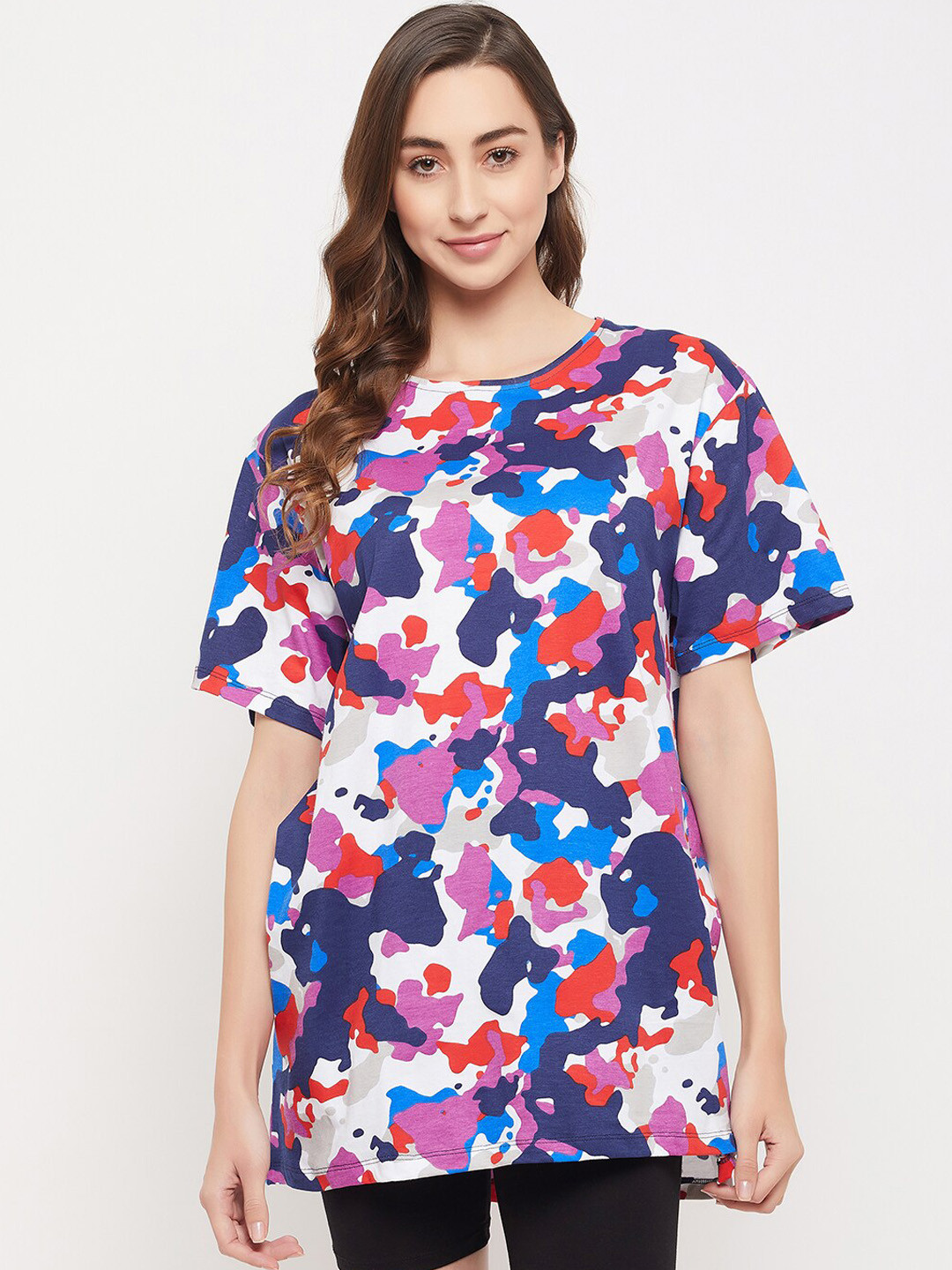 

Clovia Women Printed Pure Cotton Lounge Tshirts, White