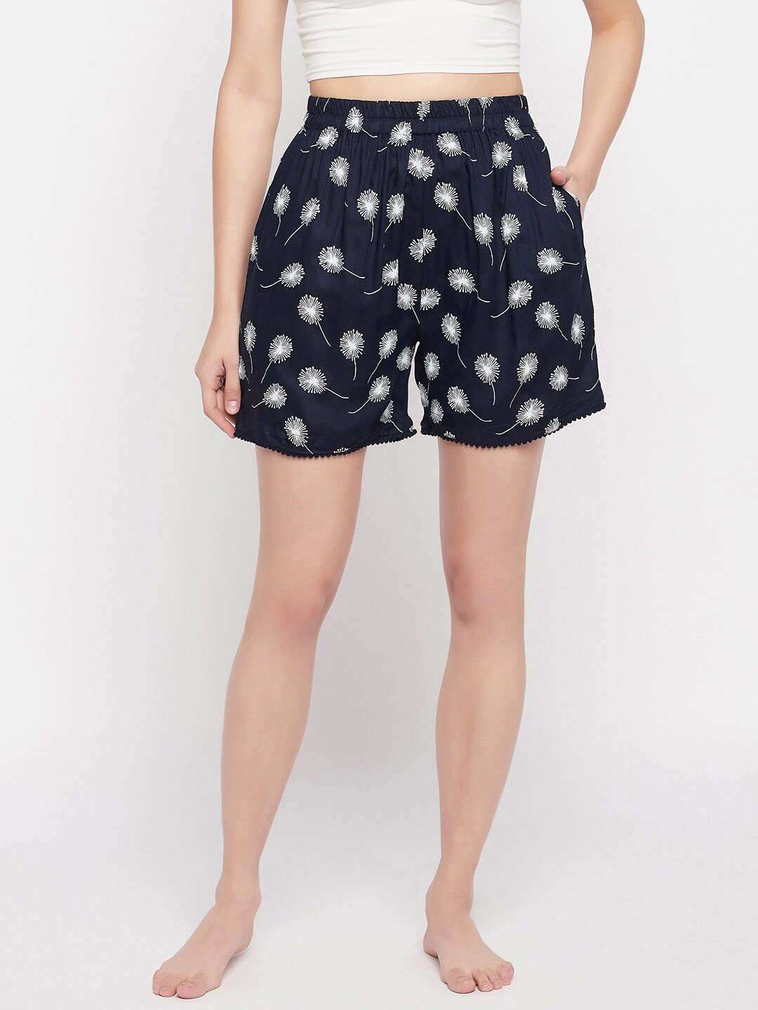 

Clovia Pretty Florals Shorts, Blue
