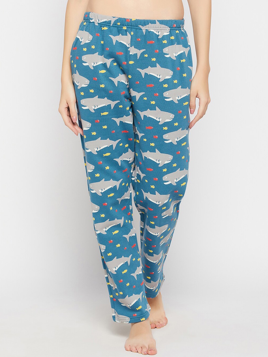 

Clovia Women Christmas Printed Fleece Lounge Pants, Blue