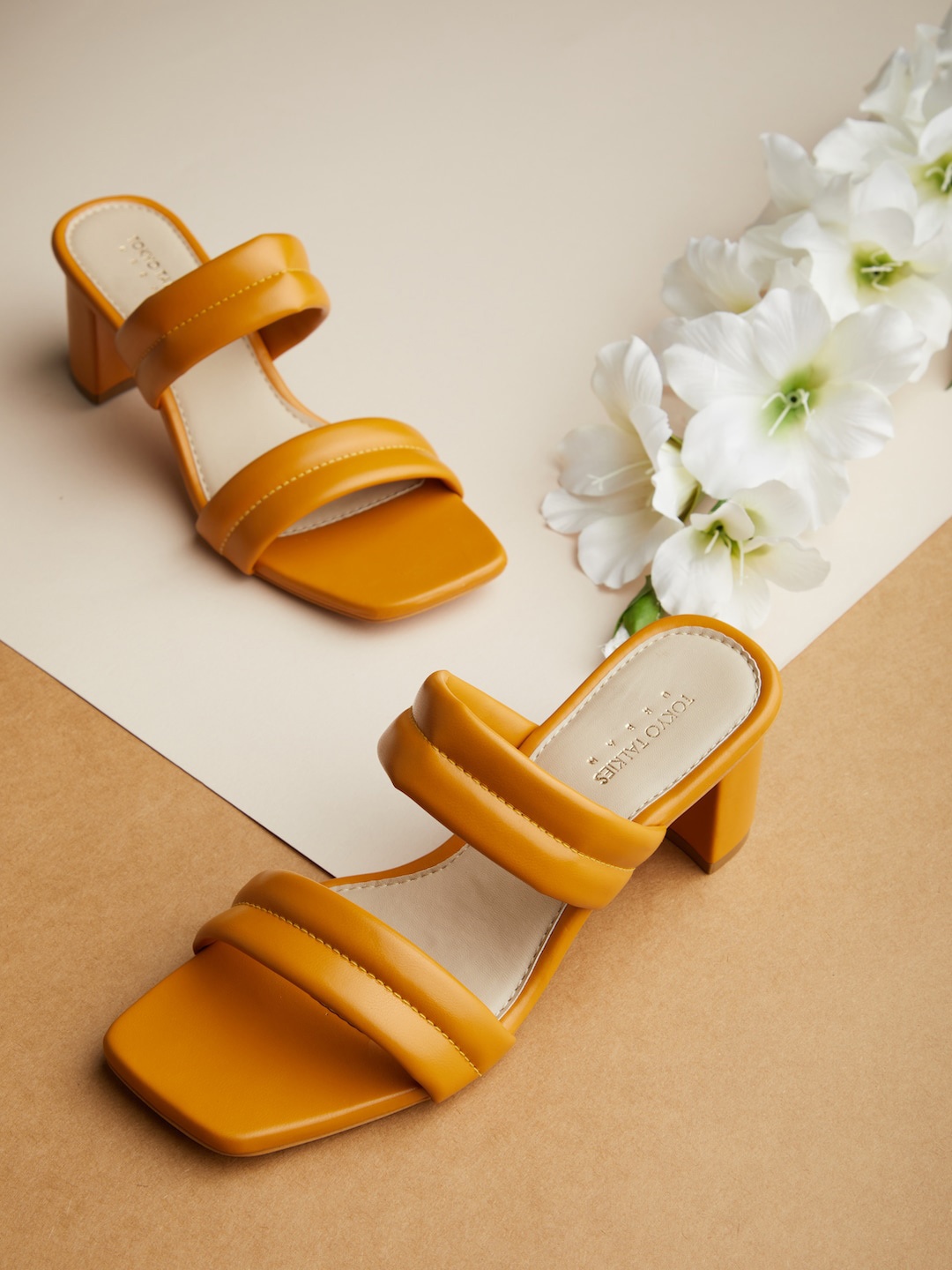 

Tokyo Talkies Square Toe Block Heels, Mustard
