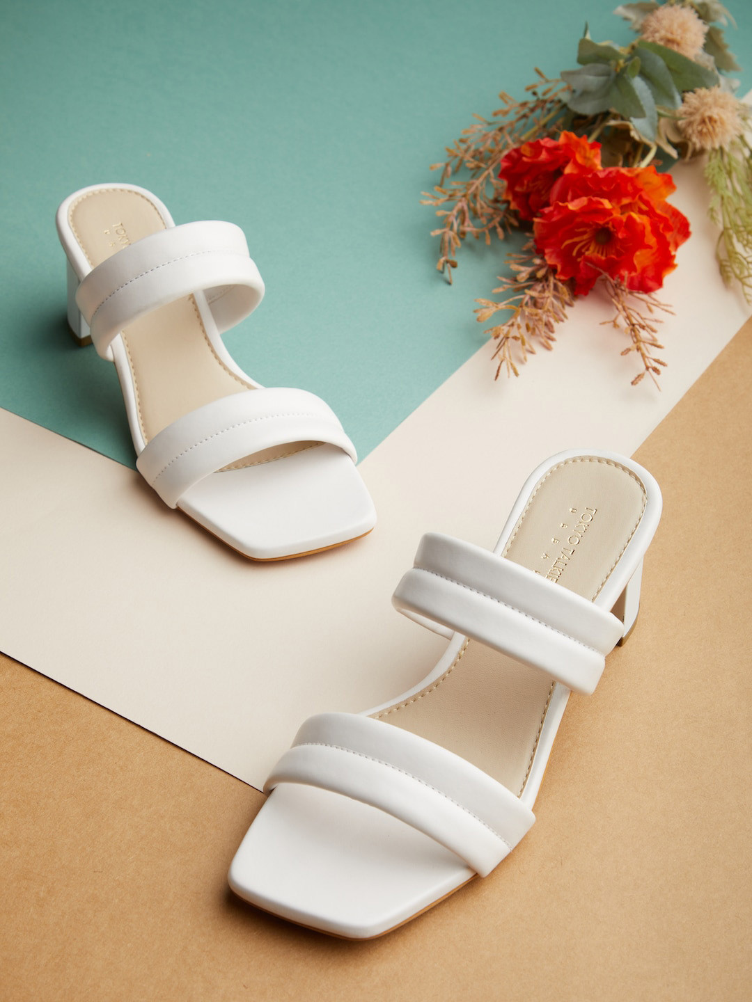 

Tokyo Talkies Square Toe Block Heels, White