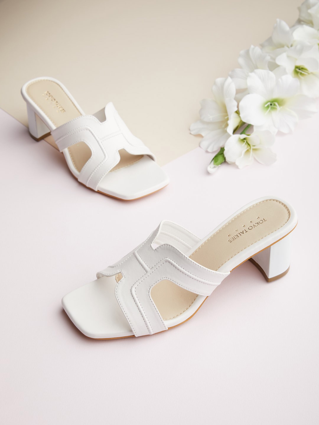 

Tokyo Talkies Square Toe Block Heels, White