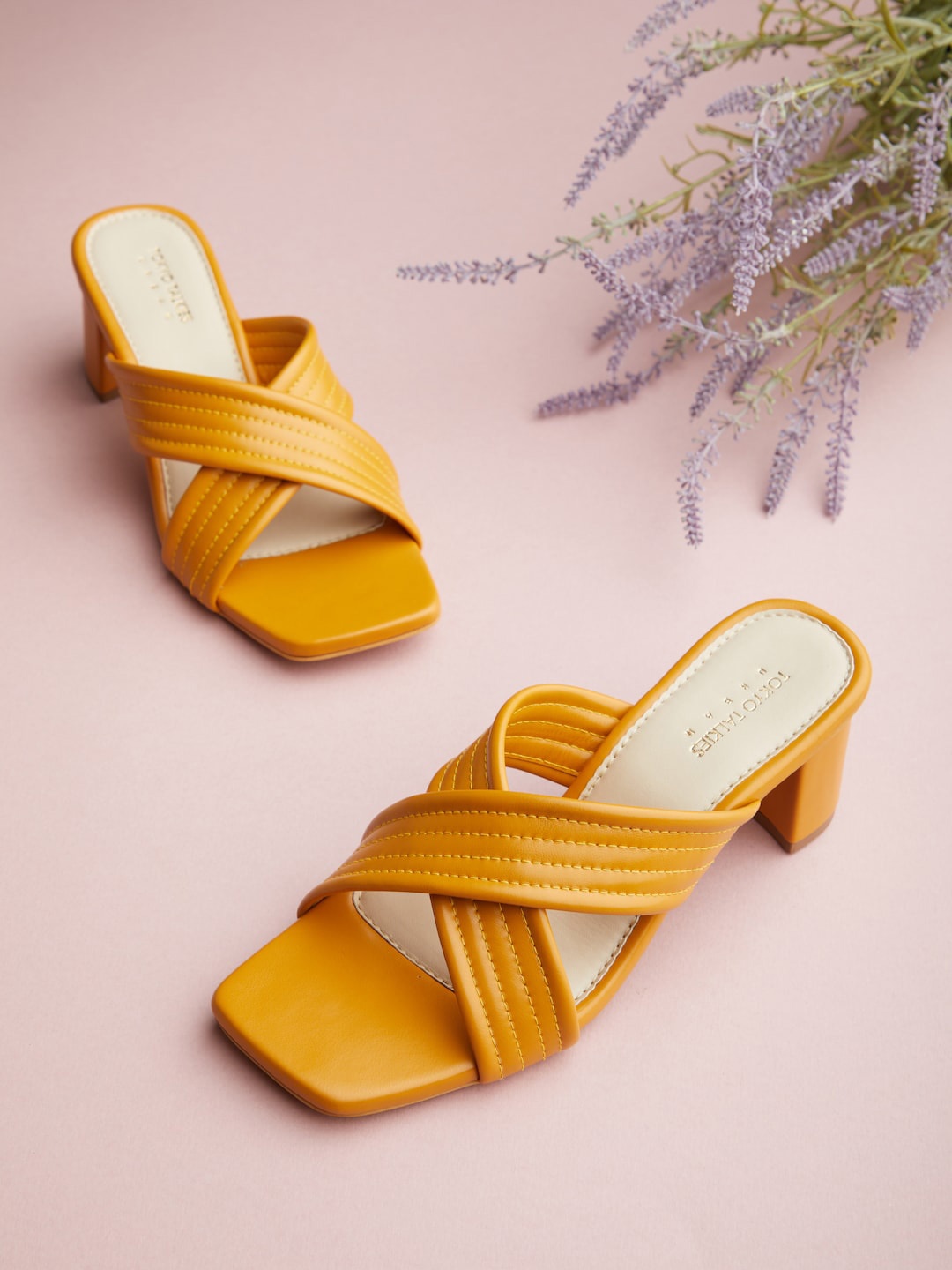 

Tokyo Talkies Colourblocked Block Heels, Mustard