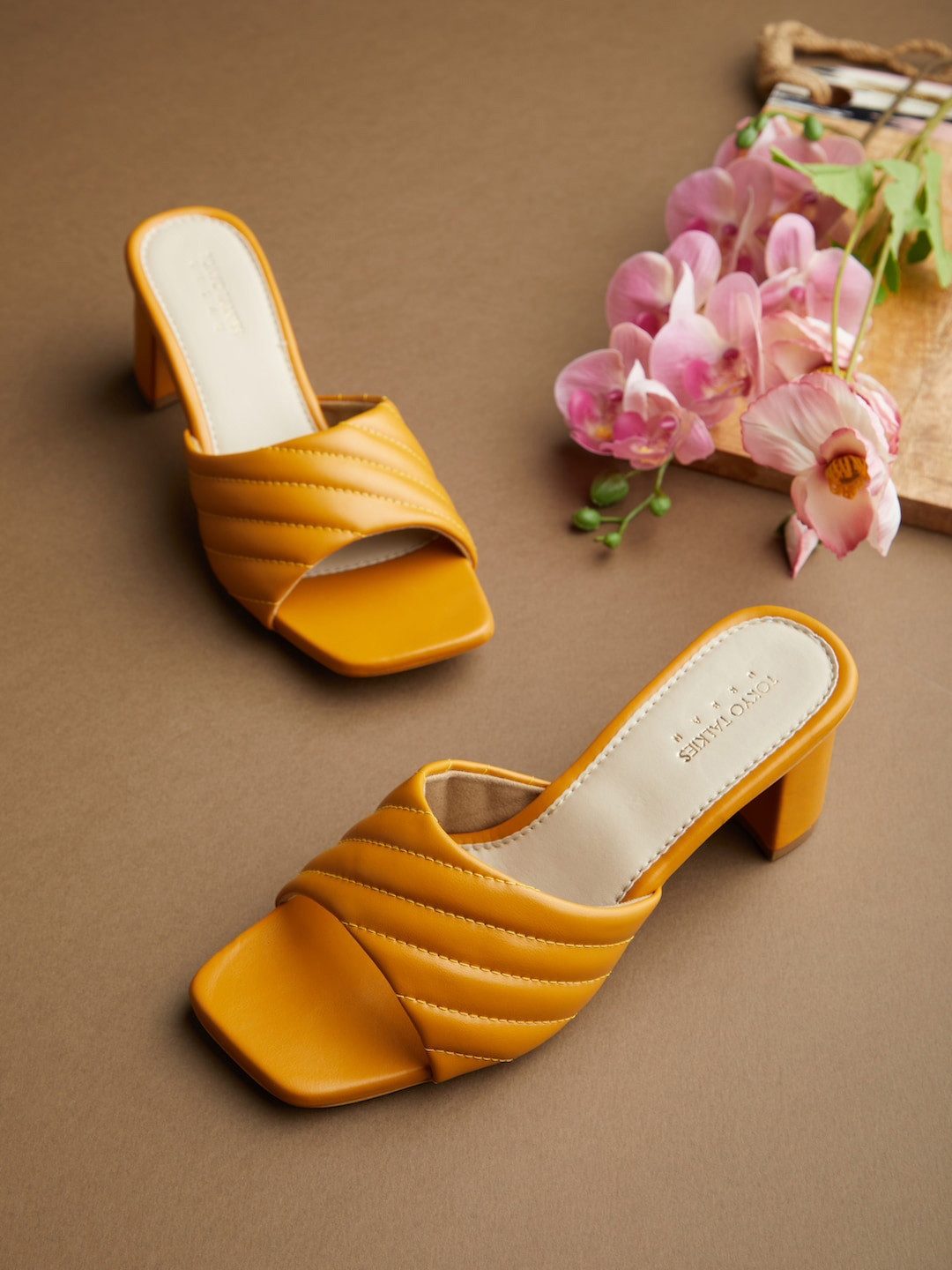 

Tokyo Talkies Mustard & Beige Colourblocked Block Sandals