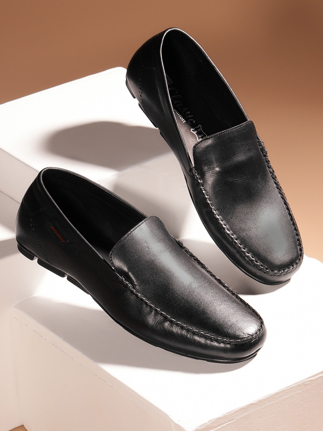 

Red Chief Men Leather Formal Loafers, Black