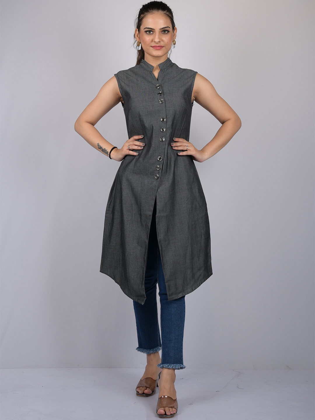 

OWO THE LABEL Cotton Shirt Dress, Grey
