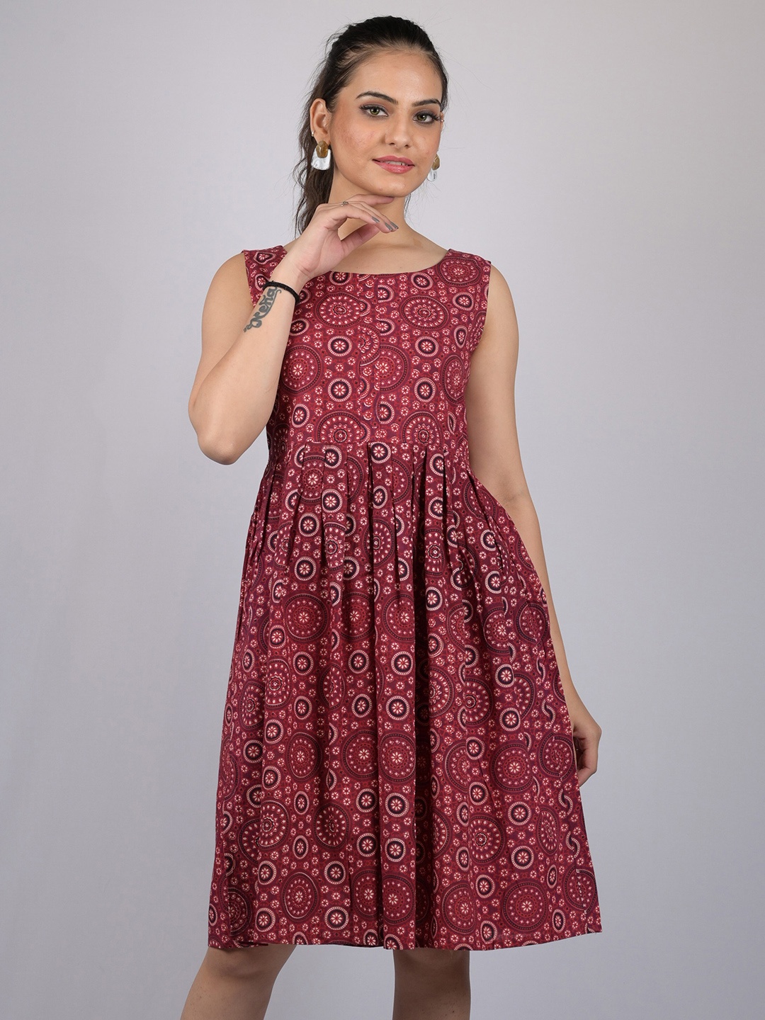 

OWO THE LABEL Pure Cotton Floral Dress, Rust