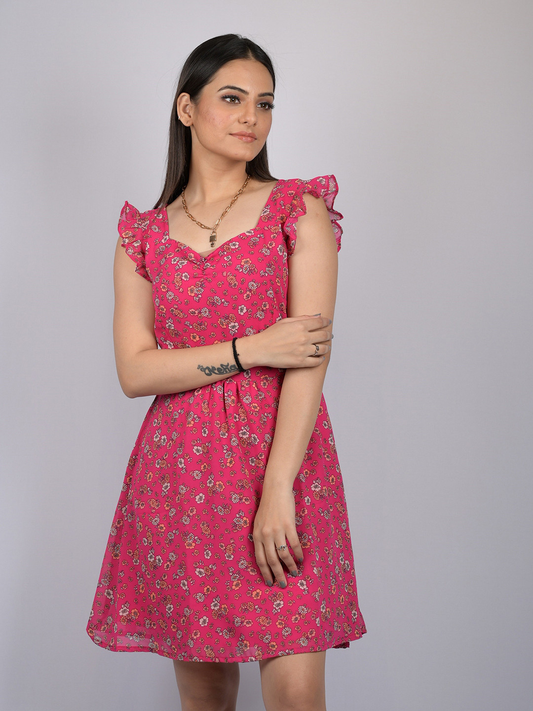 

OWO THE LABEL Floral Chiffon Dress, Pink