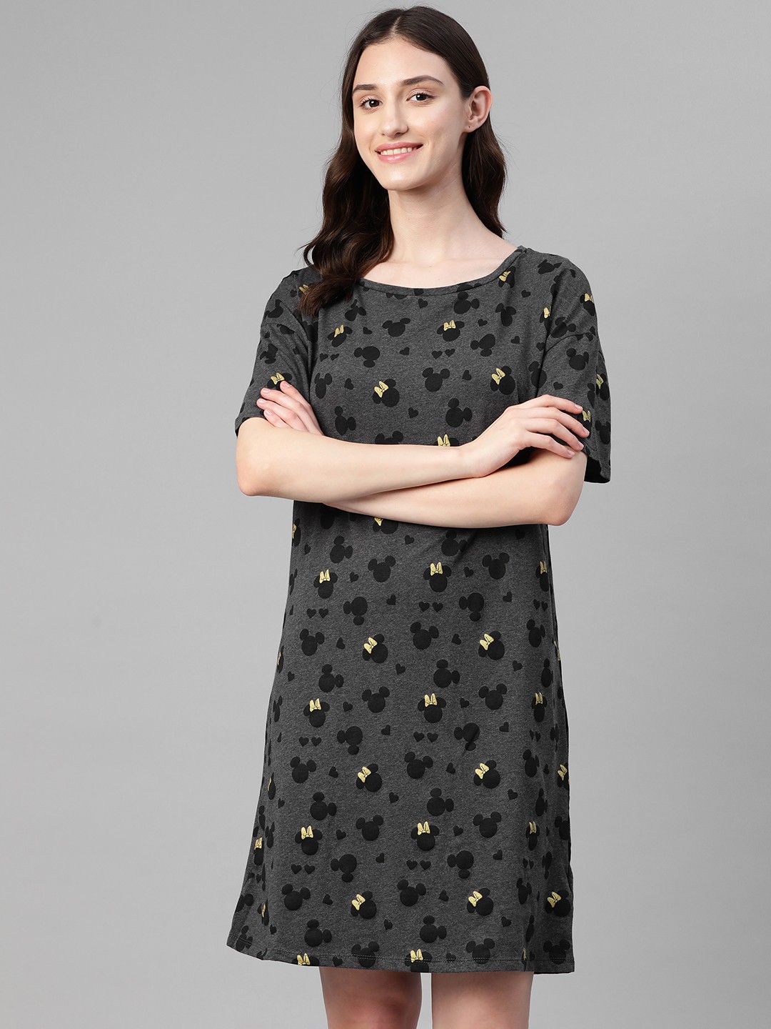 

Marks & Spencer Mickey Mini Mouse Print T-shirt Dress, Grey