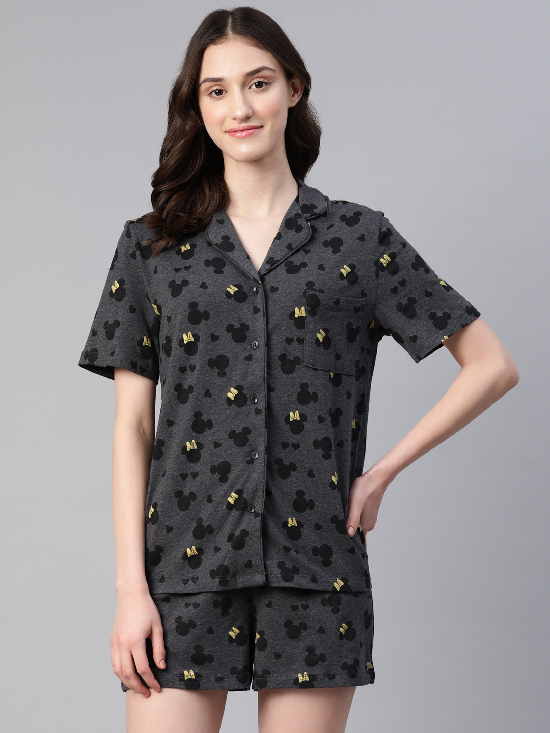 

Marks & Spencer Women Mickey Mouse Print Shorts Set, Charcoal