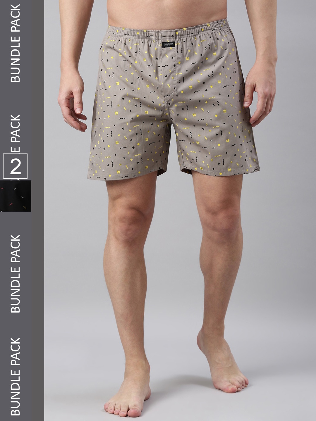 

The Roadster Lifestyle Co. Men Pack Of 2 Printed Pure Cotton Boxers, Black