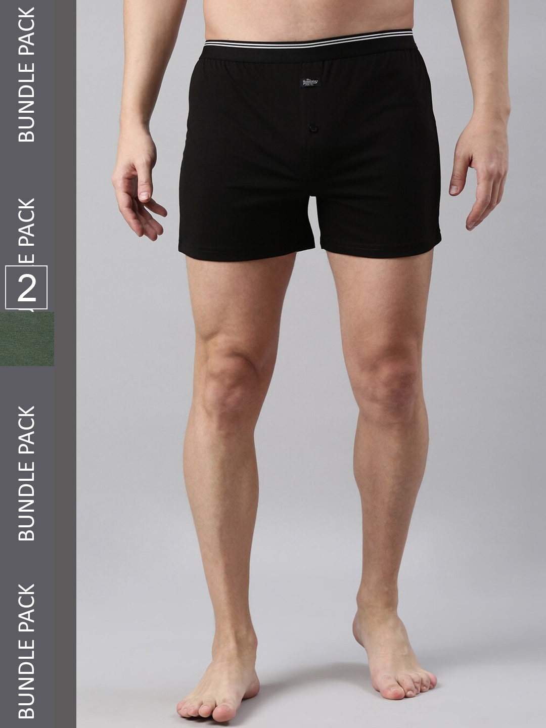 

Roadster Men Pack Of 2 Pure Cotton Boxers RR-BS-BLGR, Black