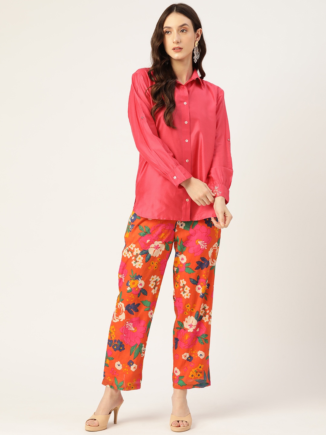 

MISRI Shirt With Floral Print Pants, Pink