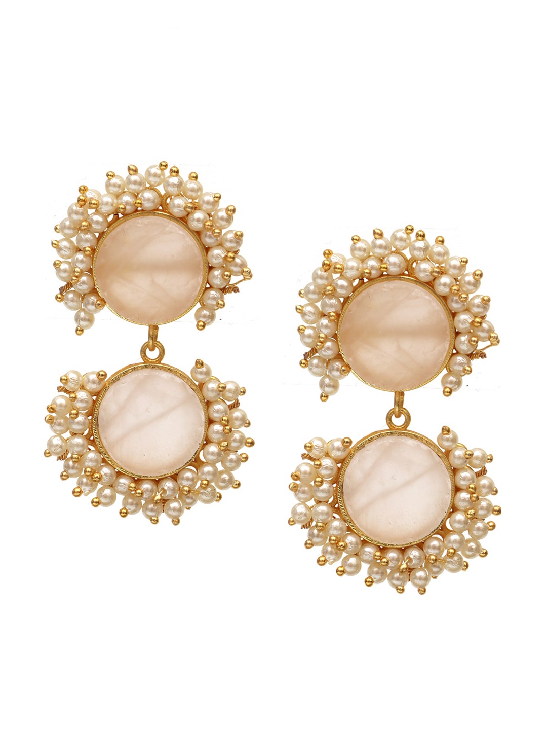 

Ozanoo Gold-Plated Floral Drop Earrings, White