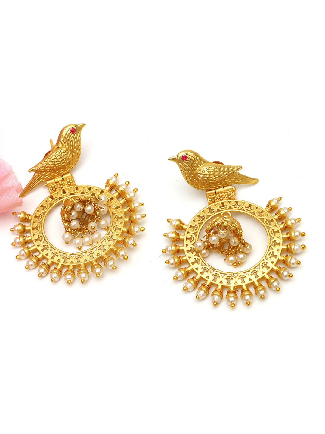 

Ozanoo Gold-Plated Circular Drop Earrings