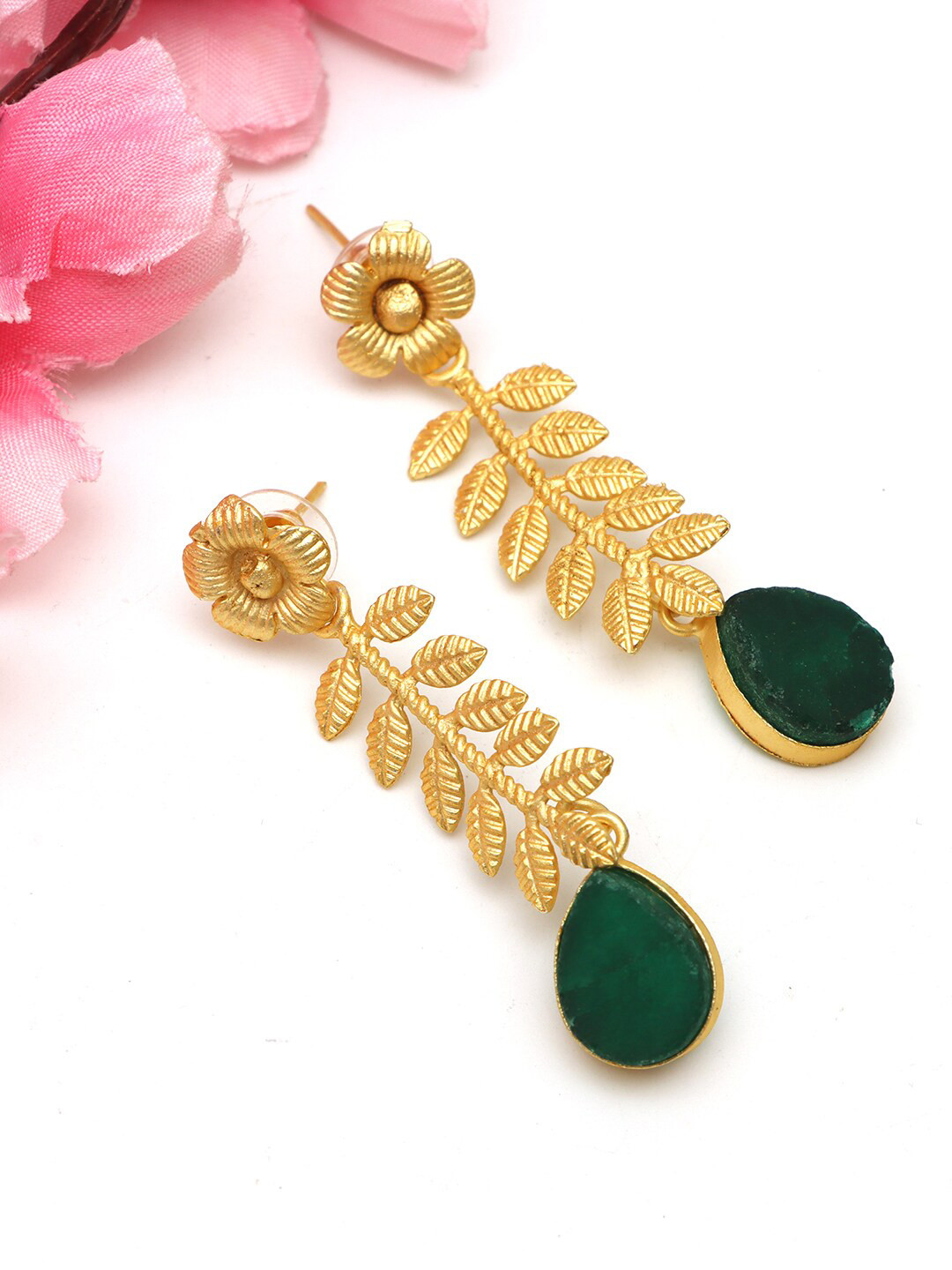 

Ozanoo Gold-Plated Floral Drop Earrings