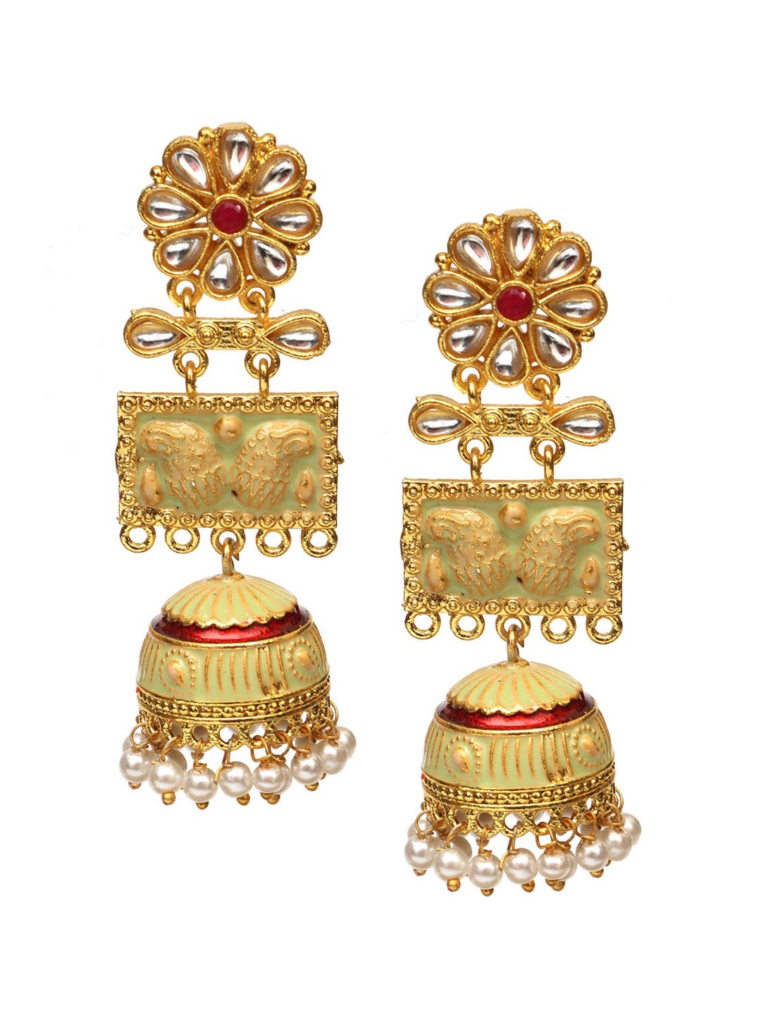 

Ozanoo Gold-Plated Floral Jhumkas Earrings