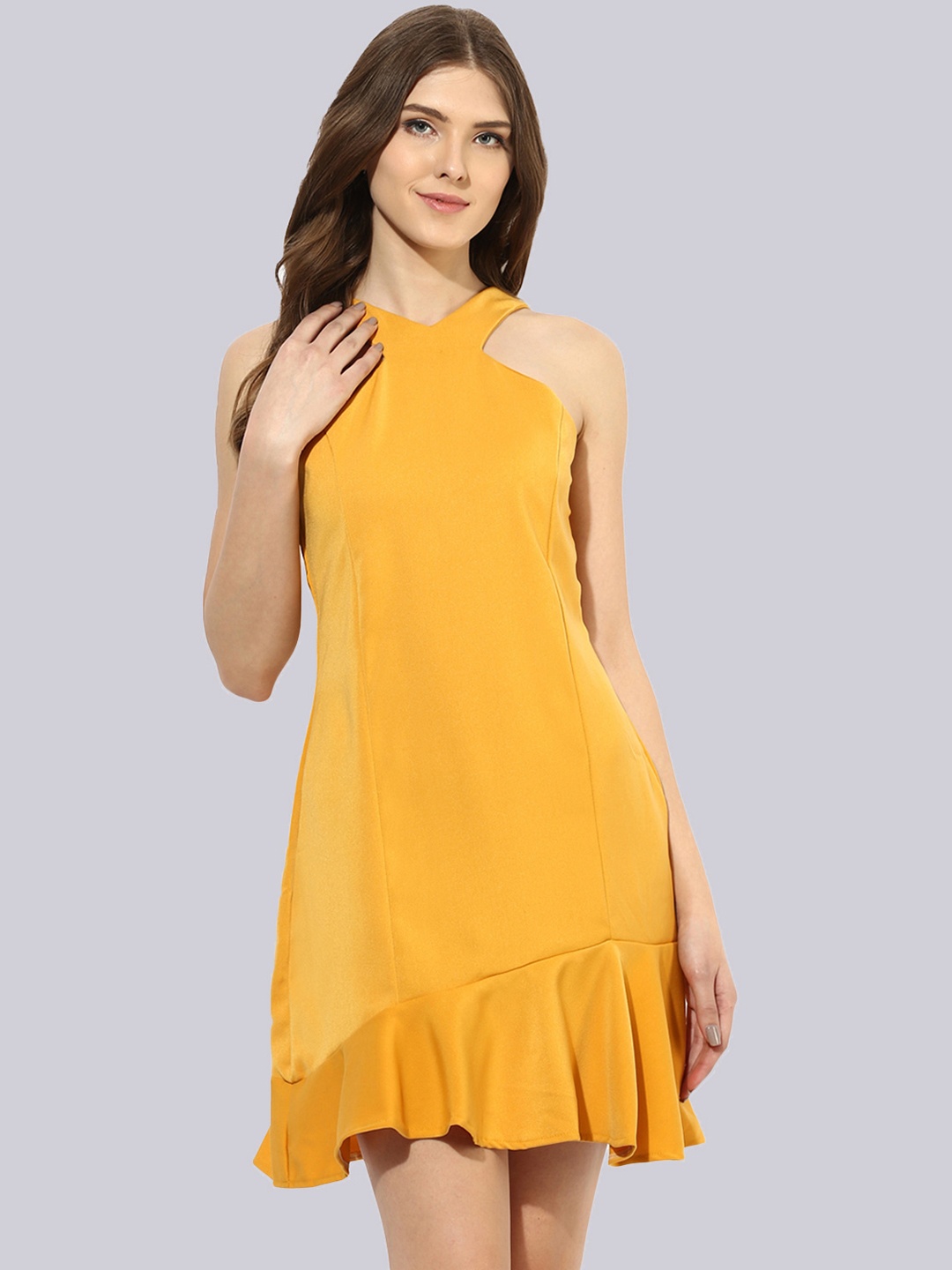 

KLEIO Halter Neck A-Line Dress, Mustard