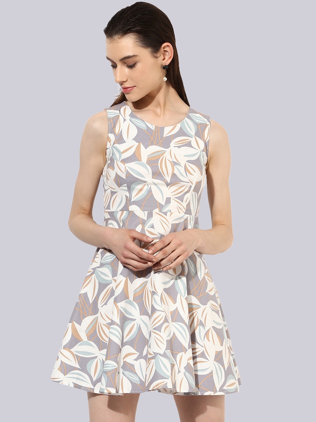 

KLEIO Floral Mini Dress, Grey