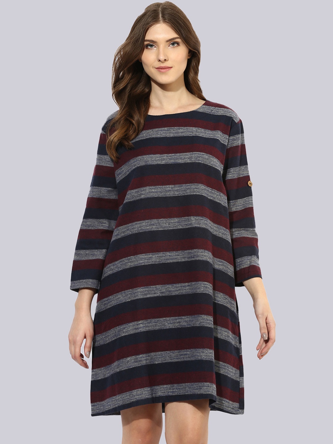 

KLEIO Striped T-shirt Dress, Grey