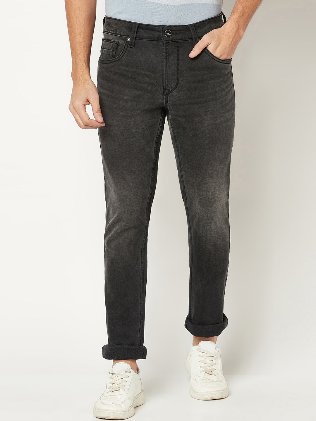 

Blue Buddha Men Slim Fit Light Fade Stretchable Jeans, Black