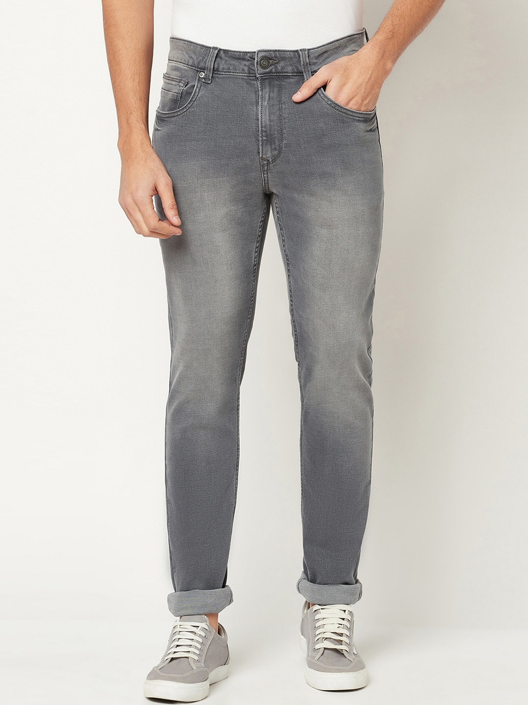 

Blue Buddha Men Skinny Fit Heavy Fade Stretchable Jeans, Grey