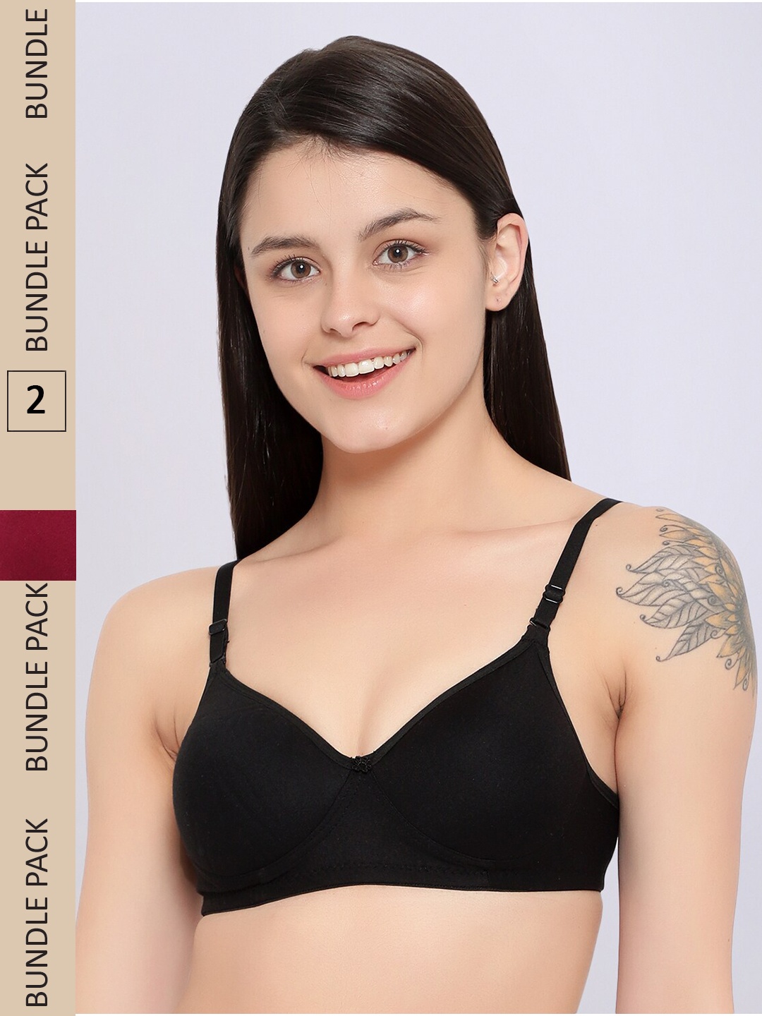 

JJAAGG T Pack of 2 Lightly Padded Everyday Bra, Black
