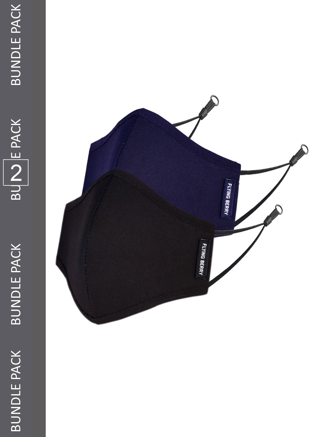 

FLYING BERRY Pack Of 2 Pure Cotton Reusable 3-Ply Protective Outdoor Face Masks, Black