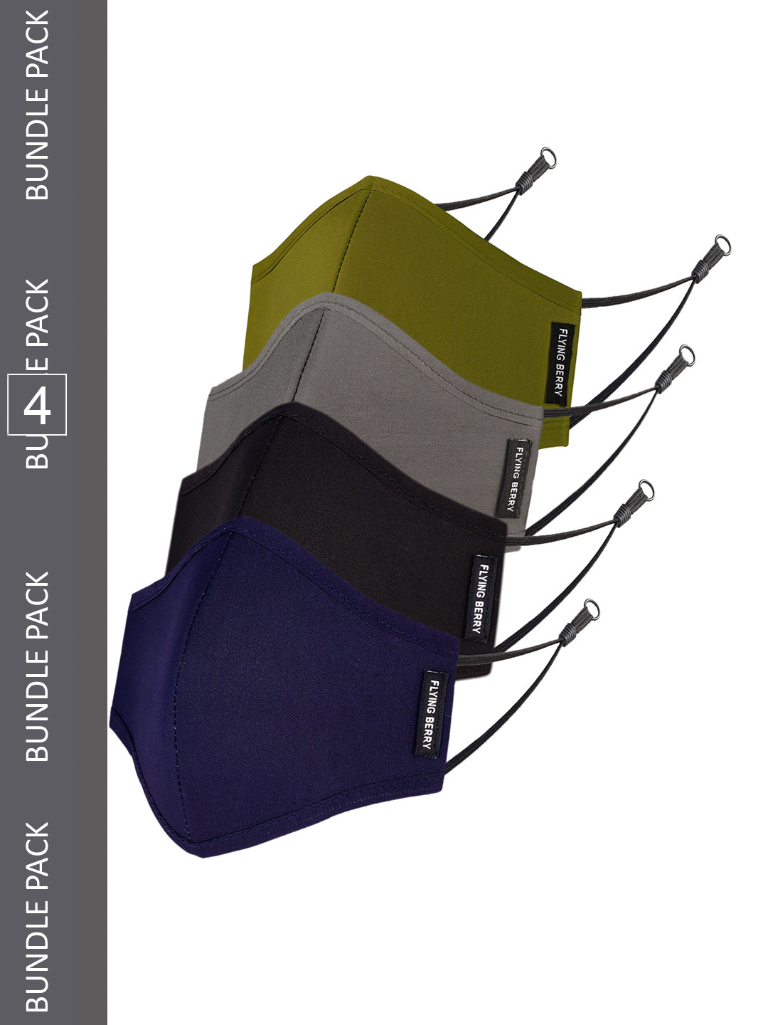 

FLYING BERRY Pack Of 4 Pure Cotton Reusable Protective Outdoor Masks, Grey