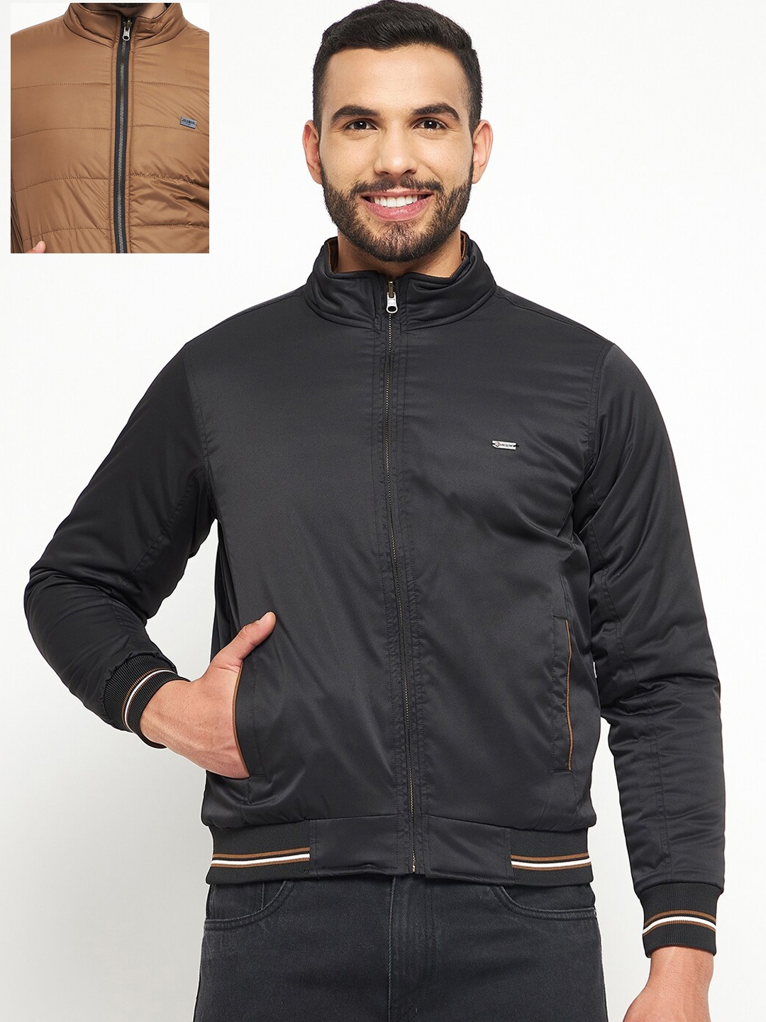 

Duke Men Reversible Bomber Jacket, Black