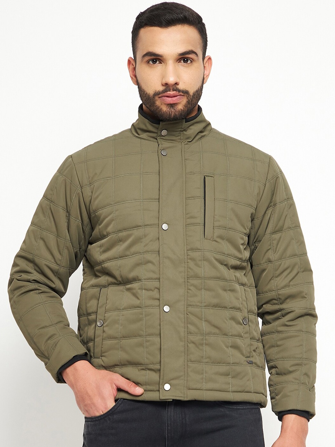 

Duke Men Mock Collar Padded Jacket, Green
