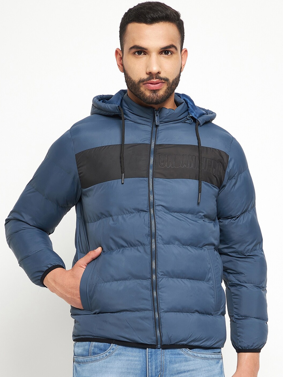 

Duke Men Colourblocked Padded Jacket, Blue