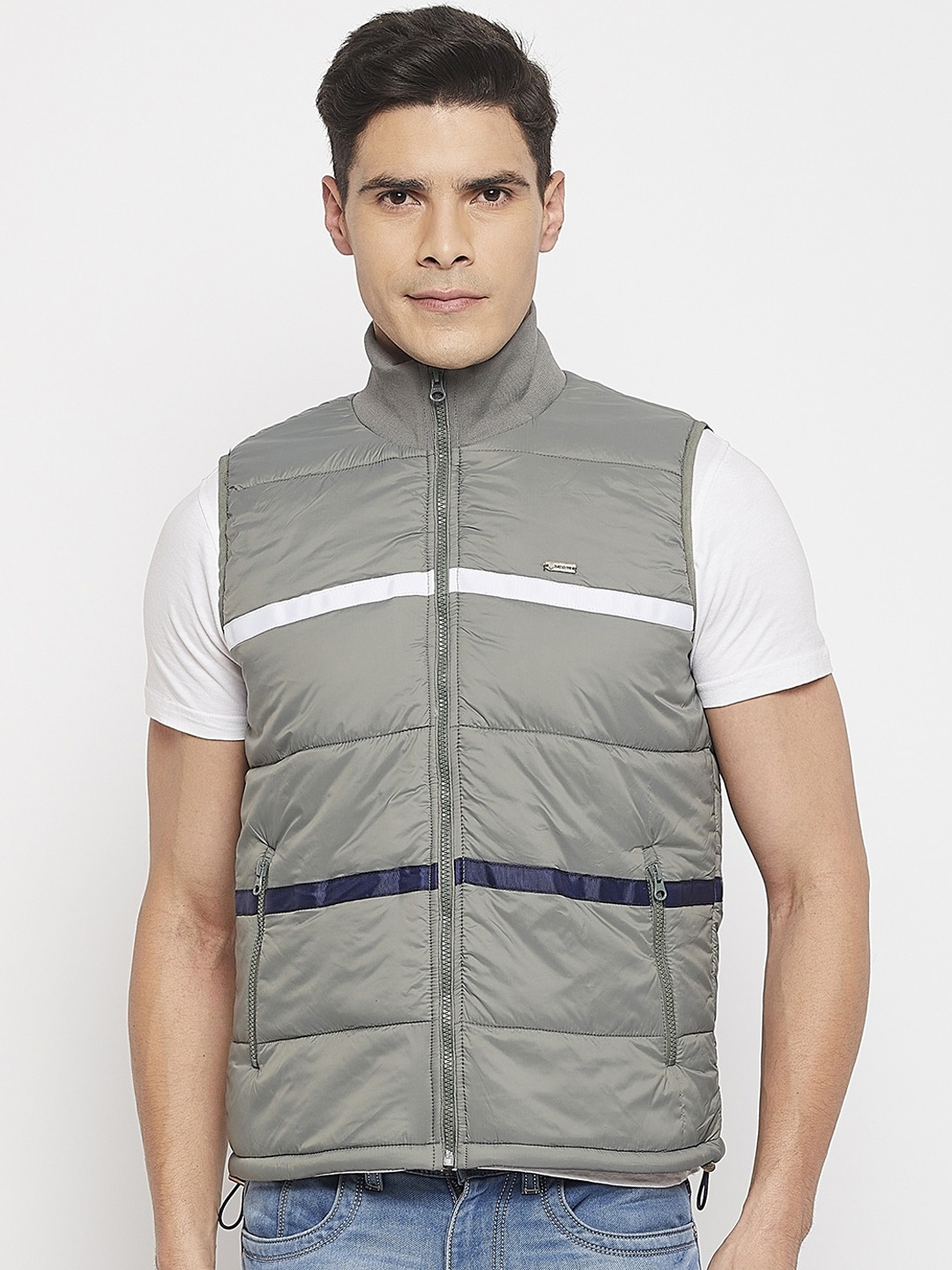 

Duke Men Striped Padded Jacket, Grey