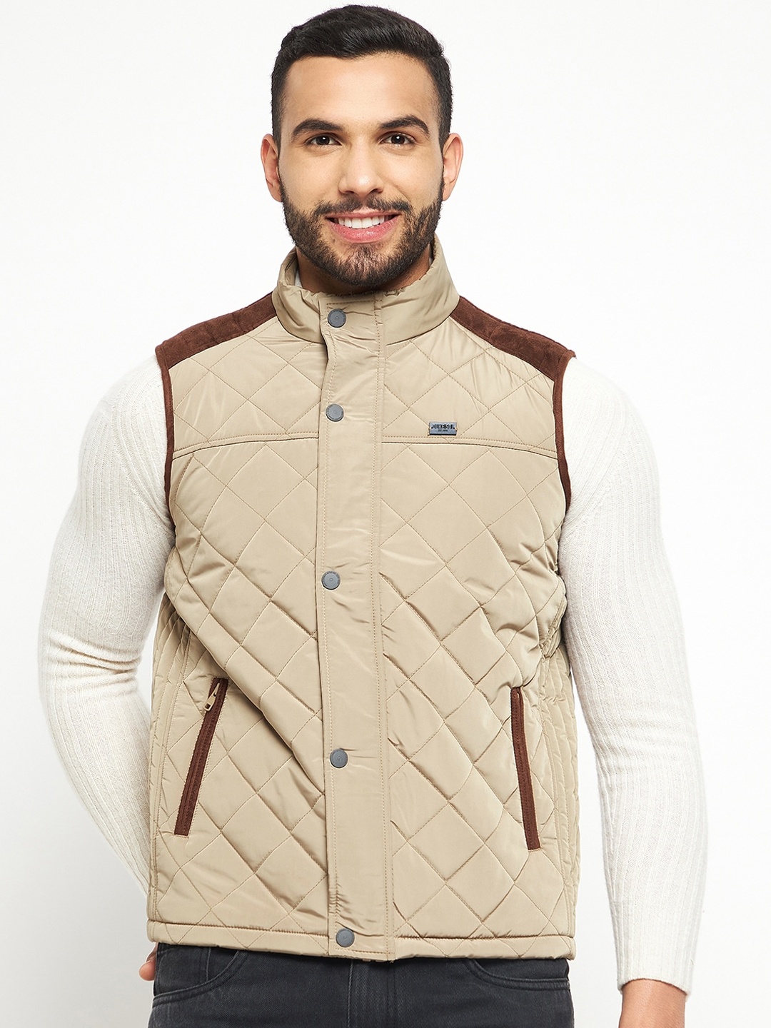 

Duke Men Stand Collar Quilted Jacket, Khaki