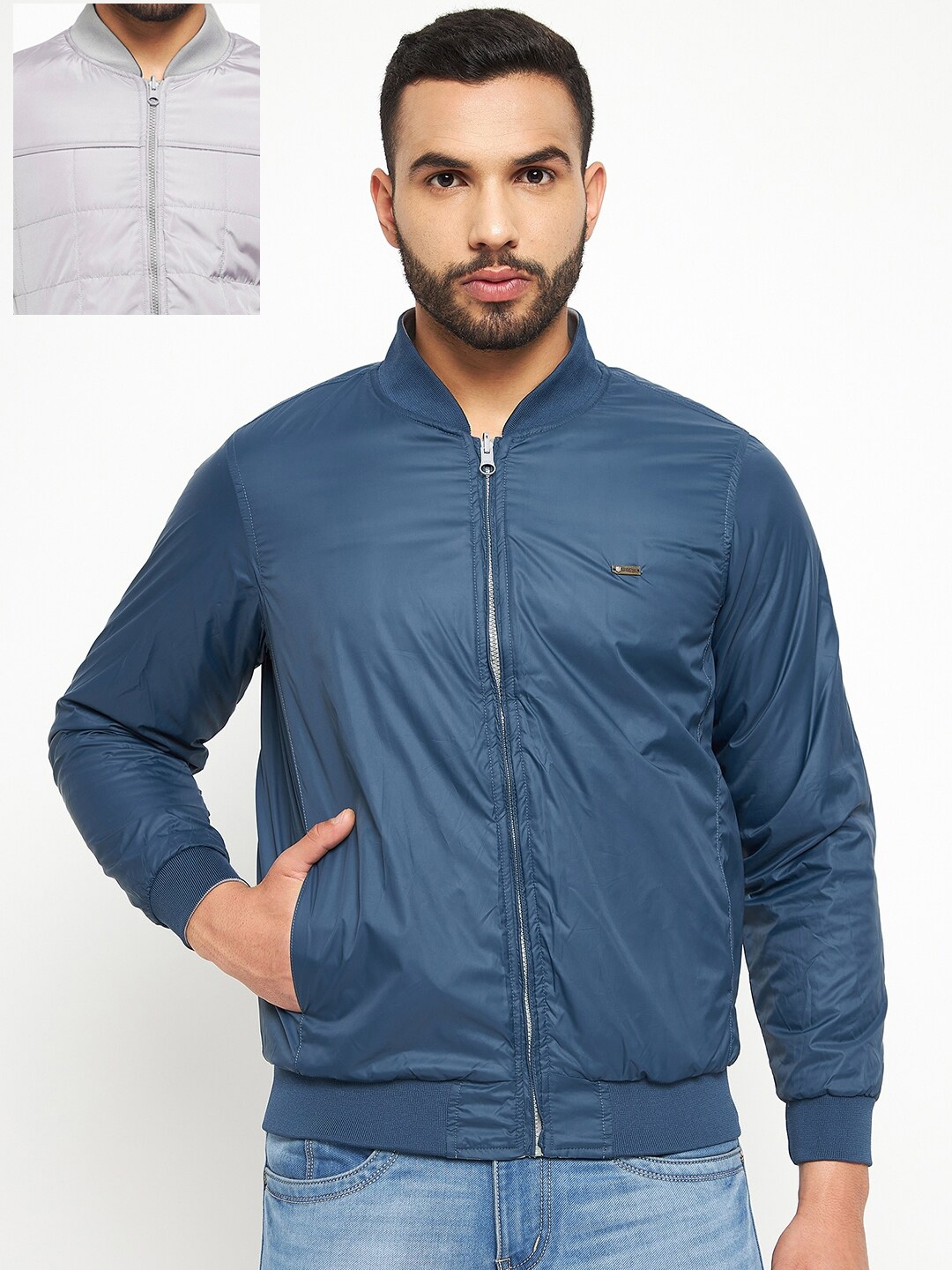 

Duke Men Reversible Bomber Jacket, Grey