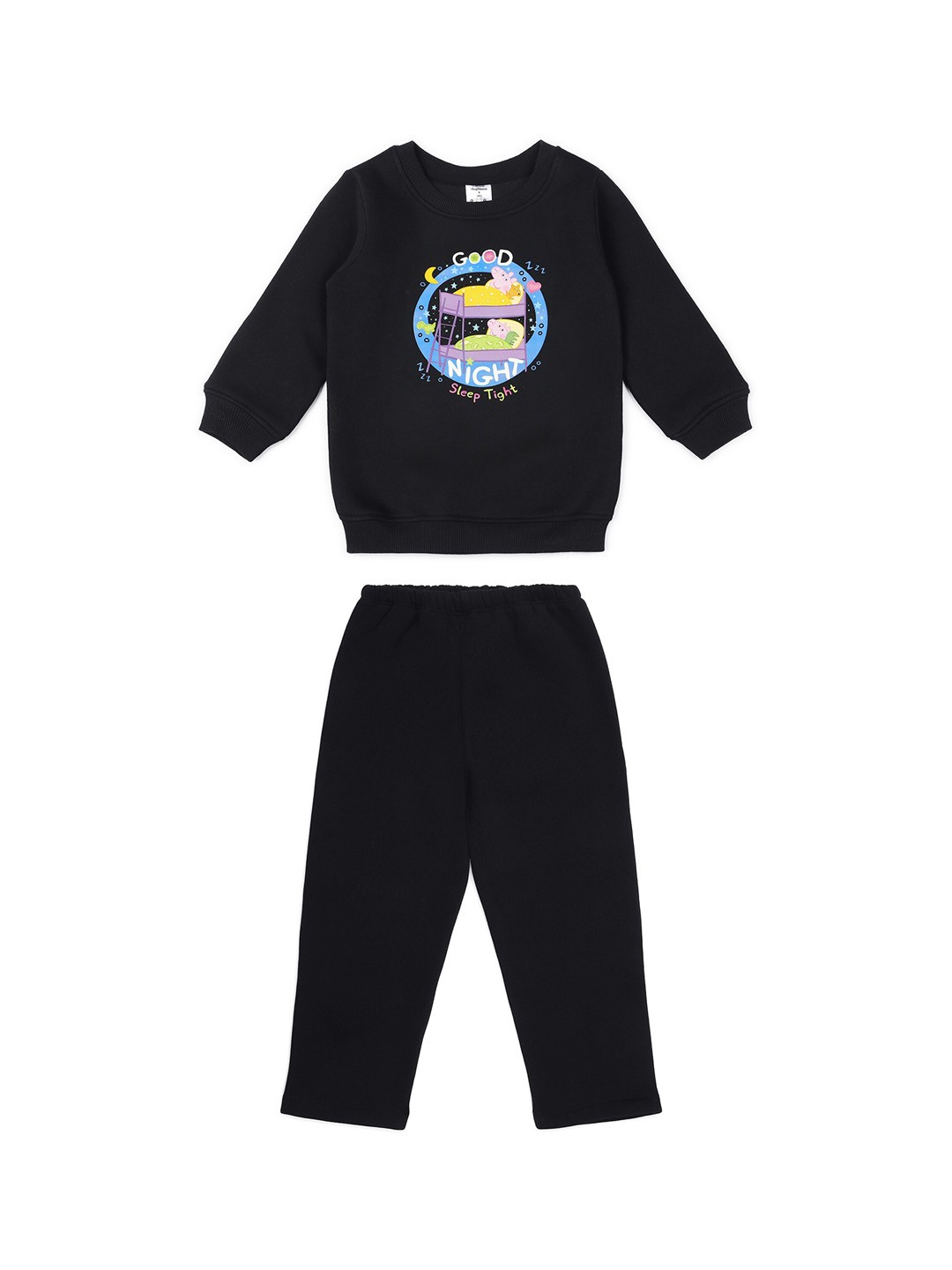 

shopbloom Unisex Kids Black Printed Night suit