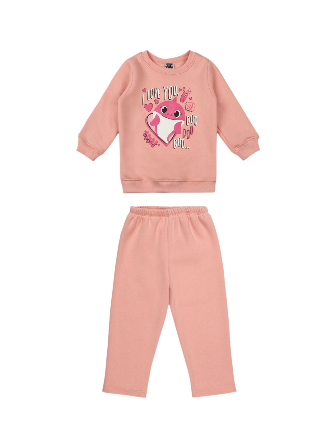 

shopbloom Kids Printed Pure Cotton T-shirt with Pyjamas, Peach