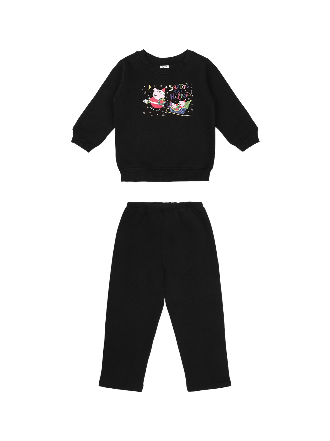 

shopbloom Unisex Kids Black Printed T-shirt with Trousers