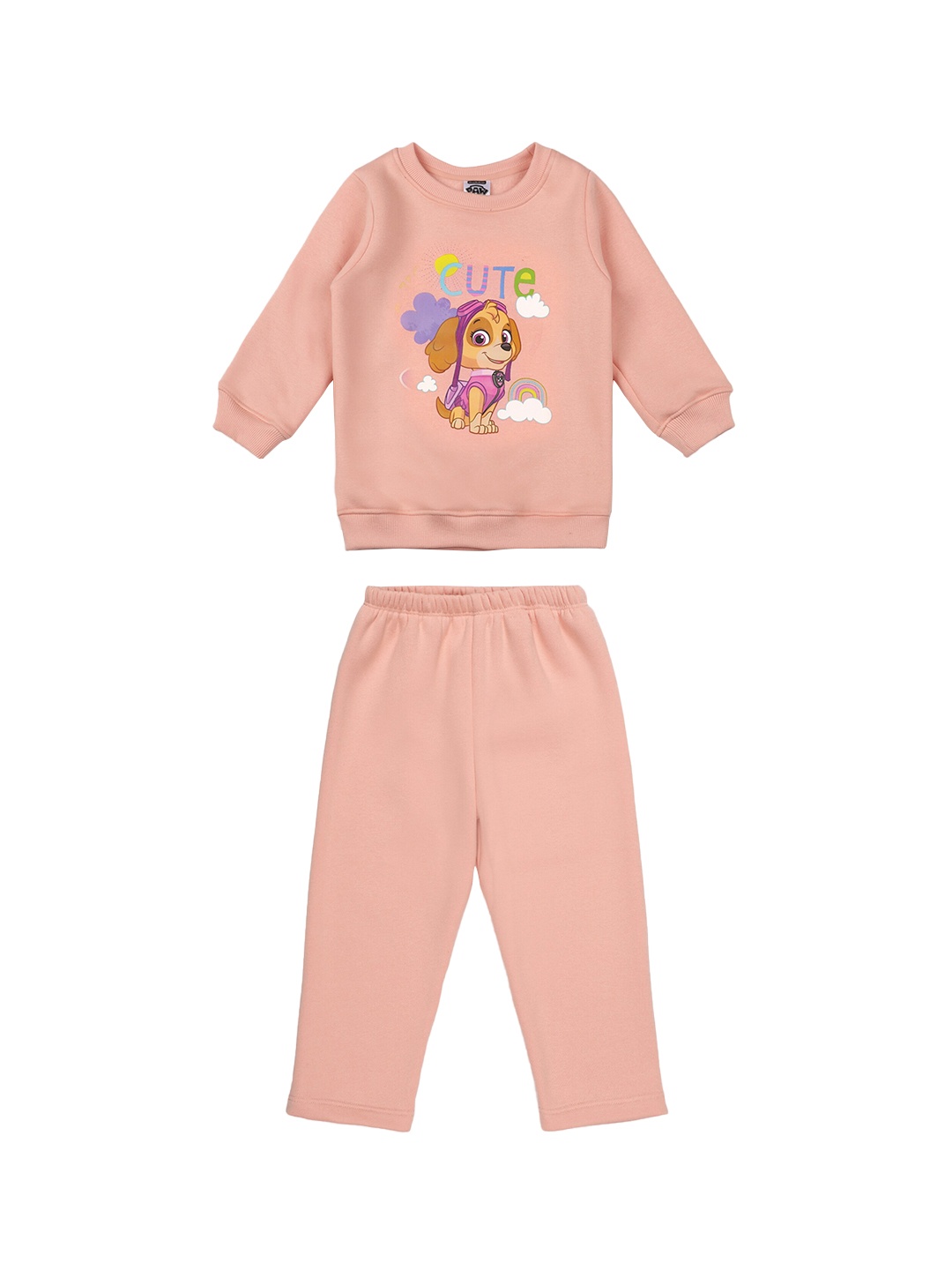 

shopbloom Kids Printed Pure Cotton T-shirt with Pyjamas, Peach