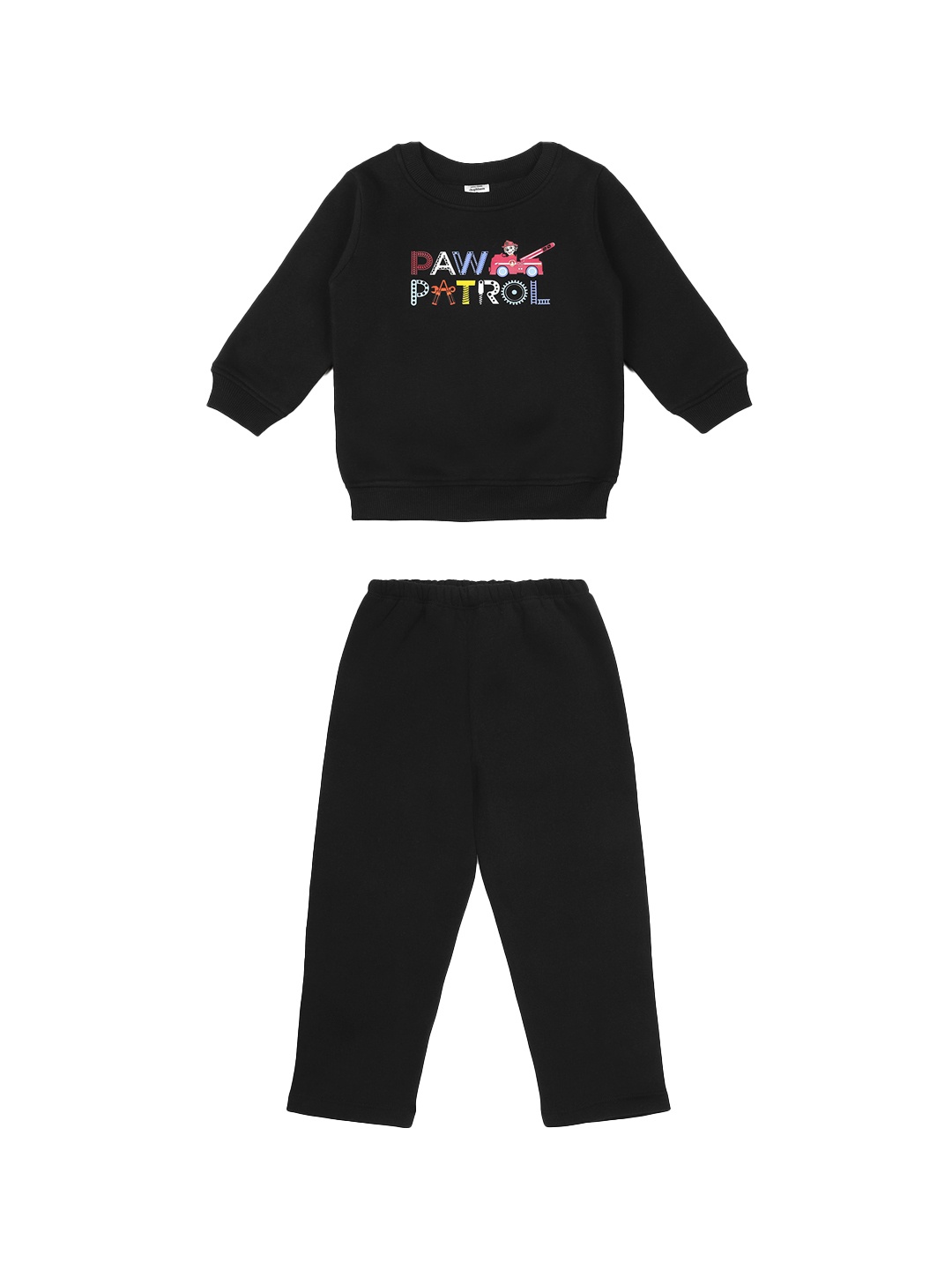 

shopbloom Unisex Kids Black Printed T-shirt with Trousers
