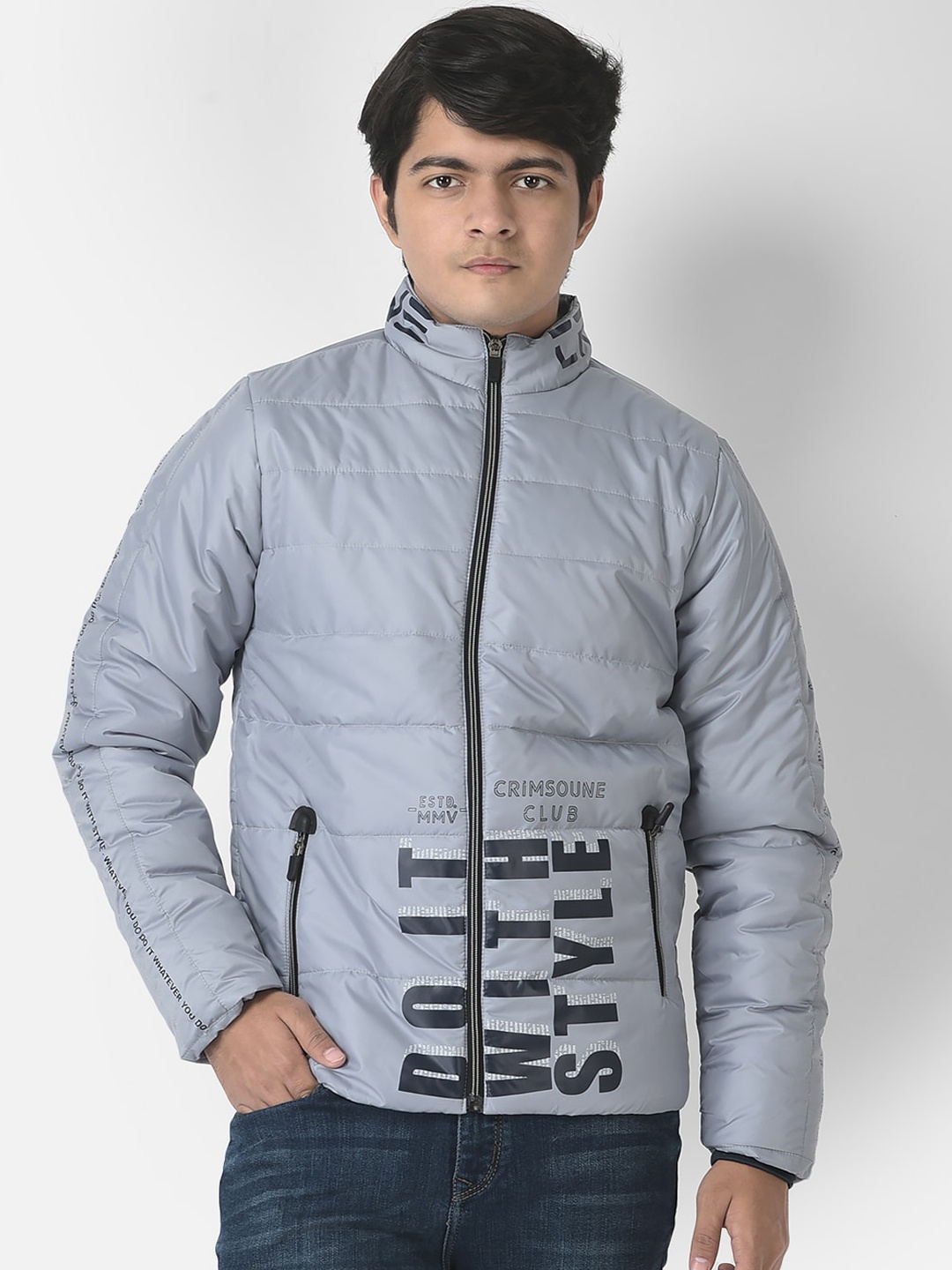 

Crimsoune Club Boys Typography Lightweight Padded Jacket, Grey