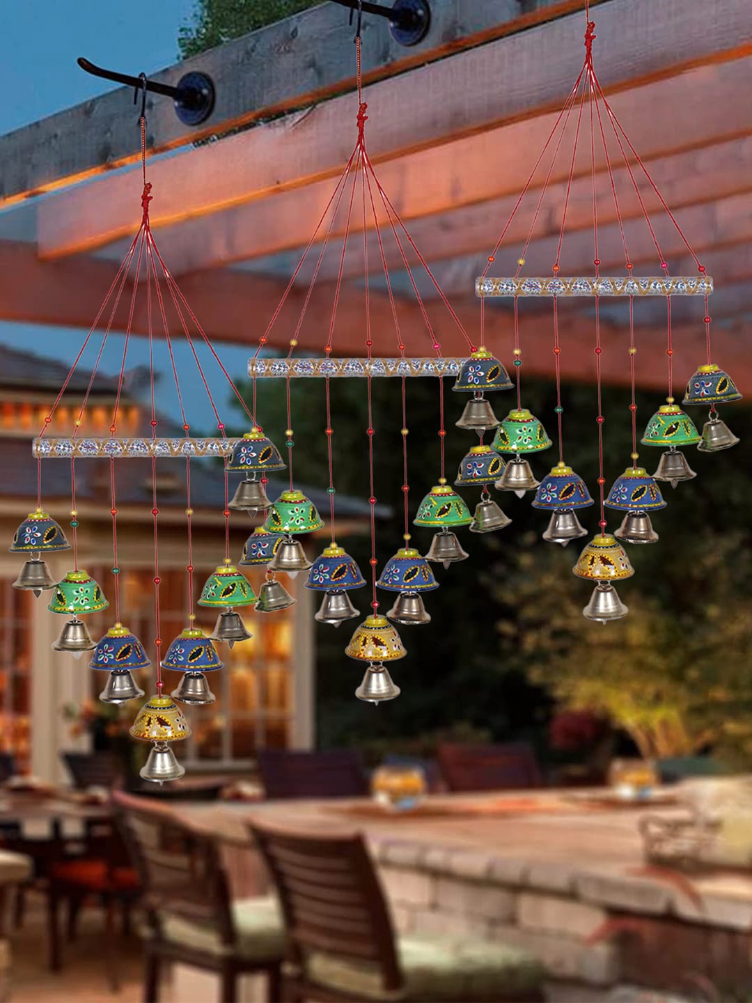 

Kuber Industries Green & Blue Polyresin Wind Chimes