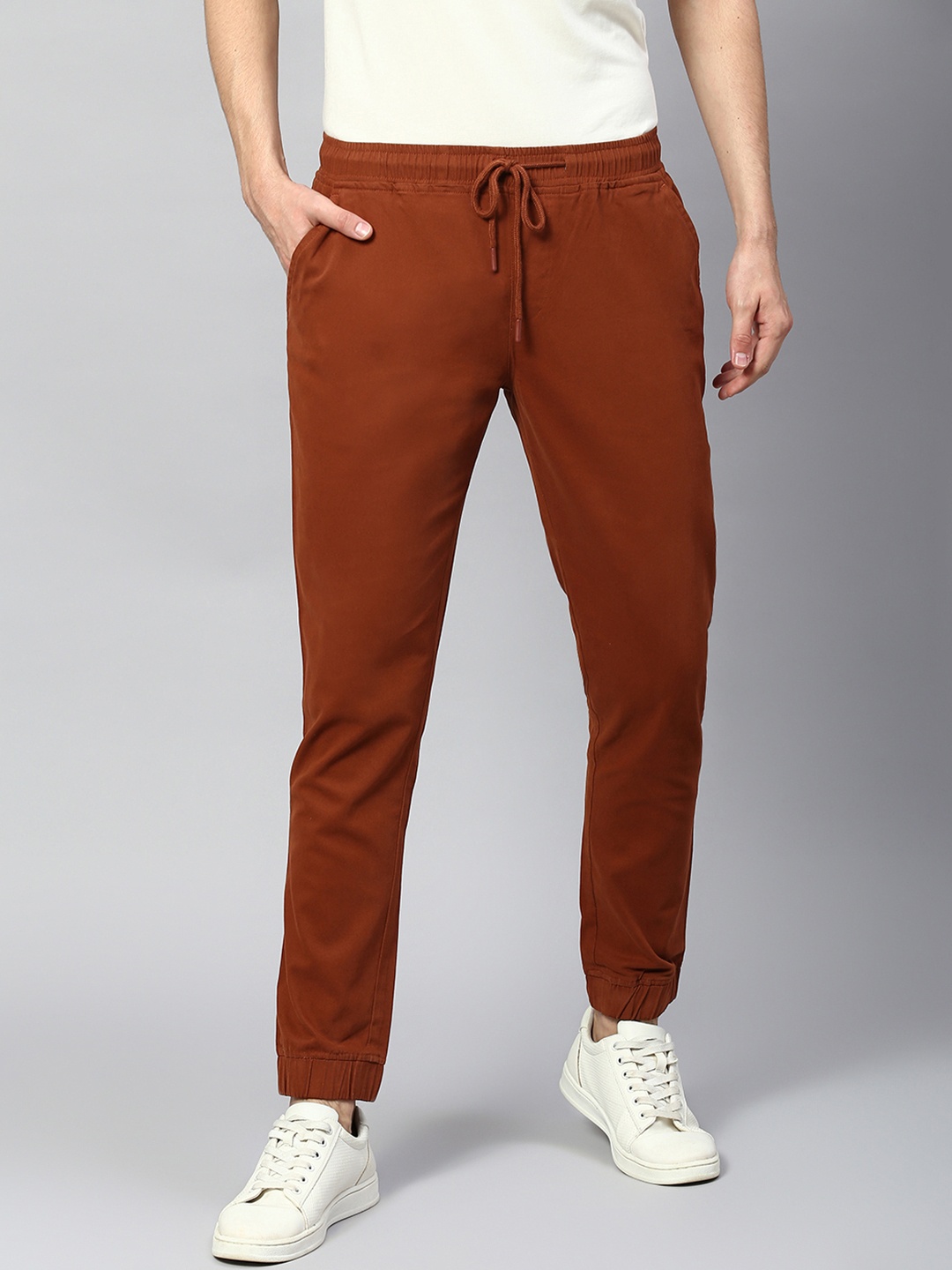 

Dennis Lingo Men Straight Fit Cotton Joggers, Rust