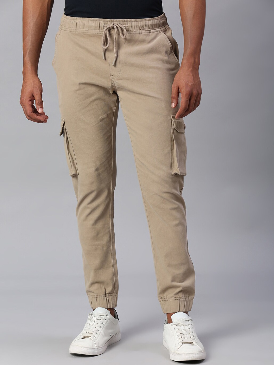 

Dennis Lingo Men Tapered Fit Cargo Joggers, Brown