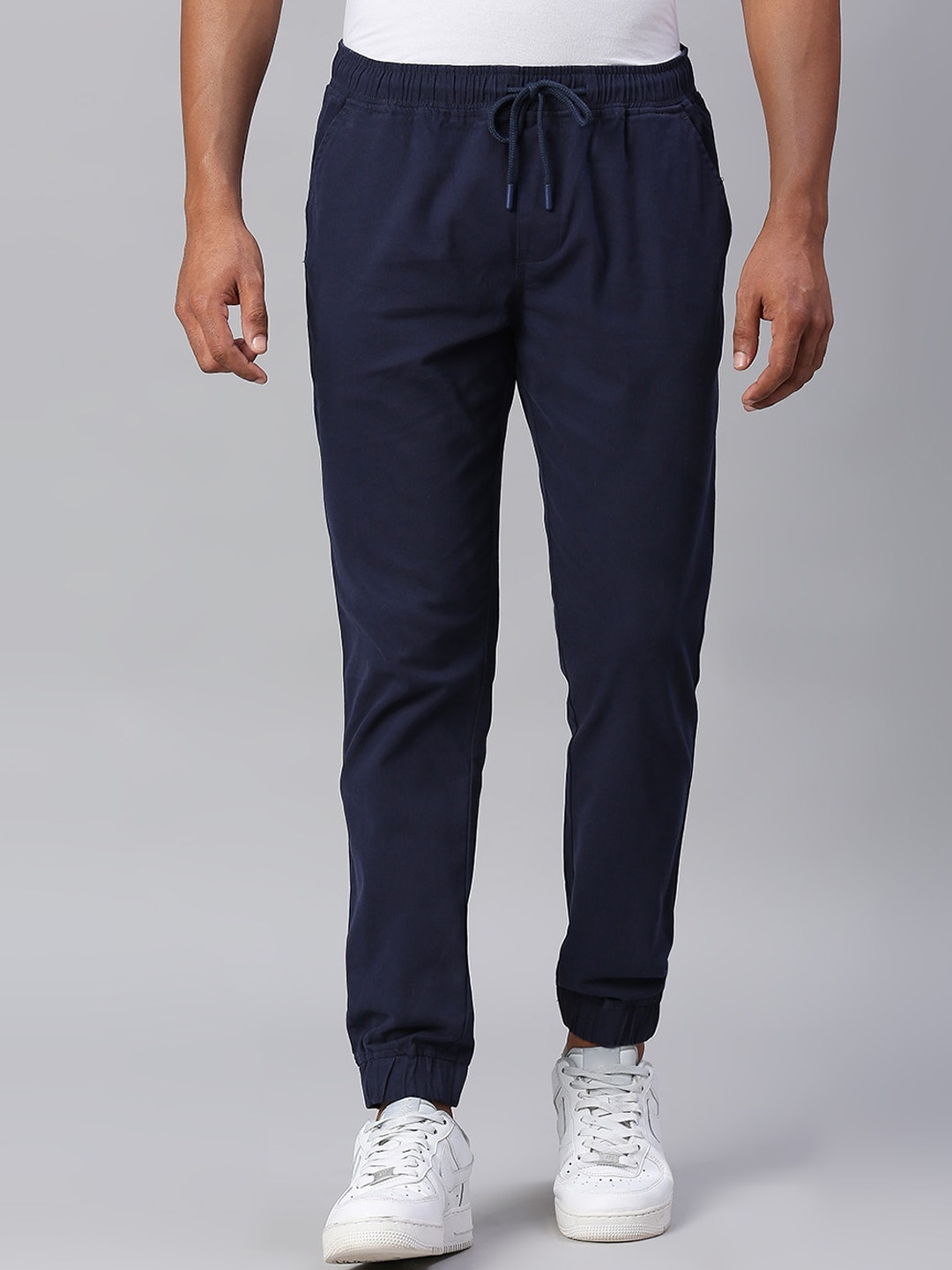 

Dennis Lingo Men Tapered Fit Cotton Joggers, Navy blue