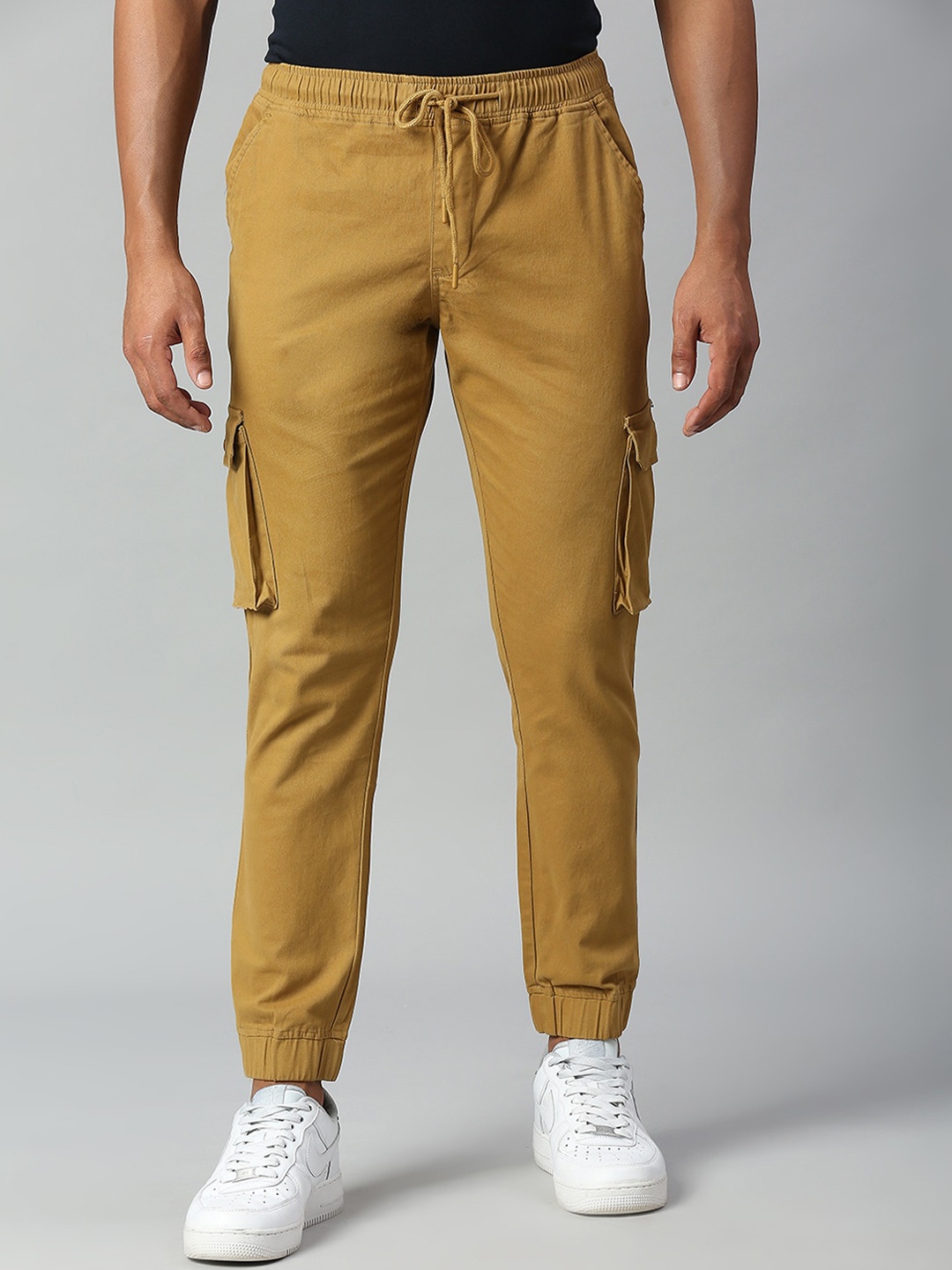 

Dennis Lingo Men Cotton Tapered Fit Cargo Joggers, Khaki